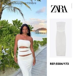 Zara Strapless White Cut Out Dress